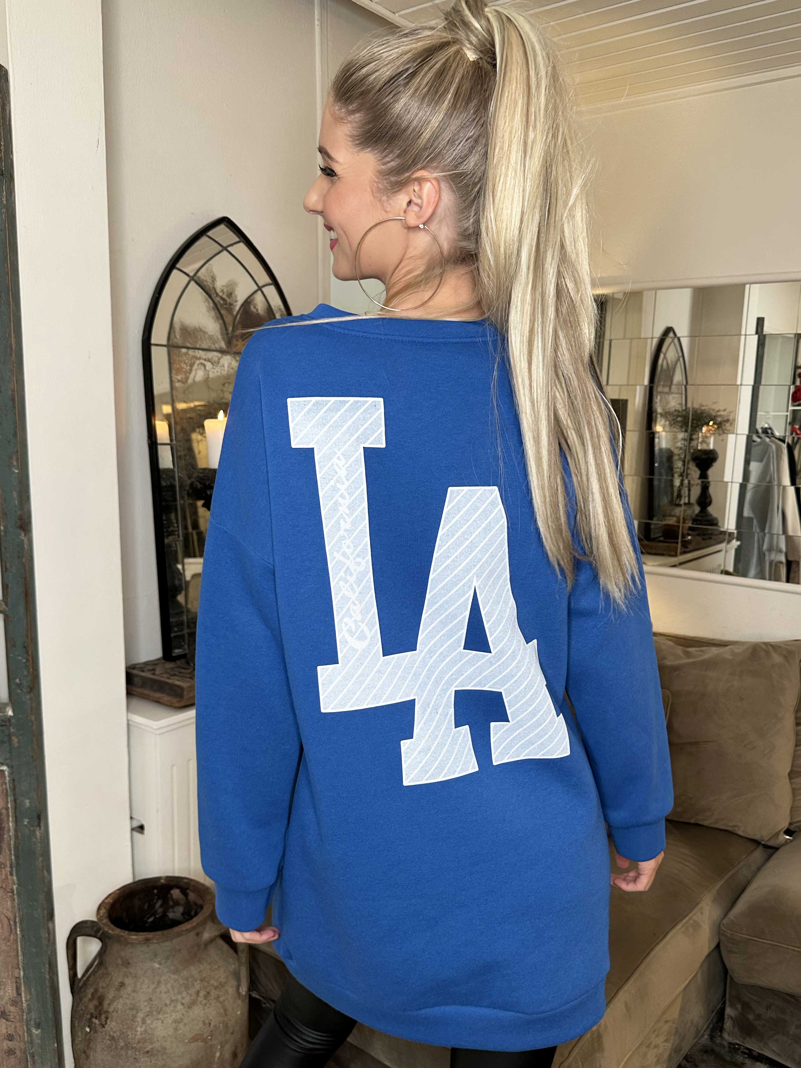 Maida - Lang sweatshirt med LA tryk foran og bagved